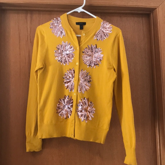 sequin floral embroidered cotton jackie cardigan sweater